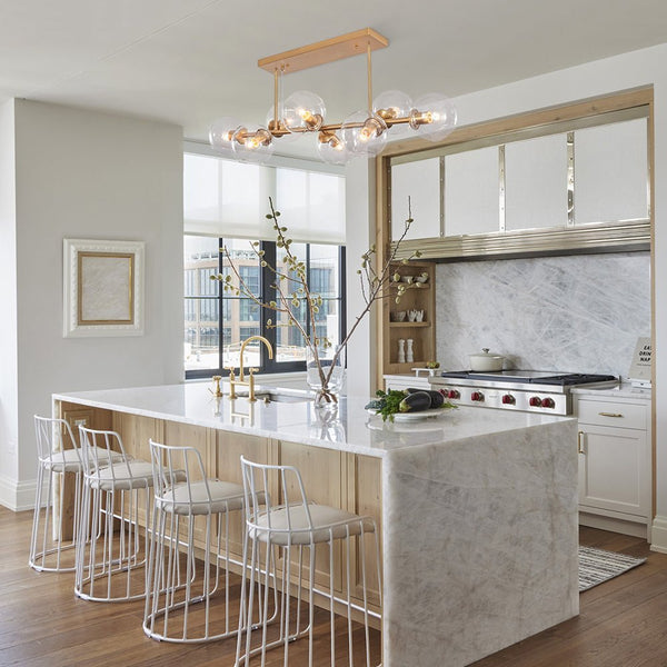 Chandelierias - Open Box - Mid - Century Modern Glass Globe Linear Chandelier - Chandelier - Black -