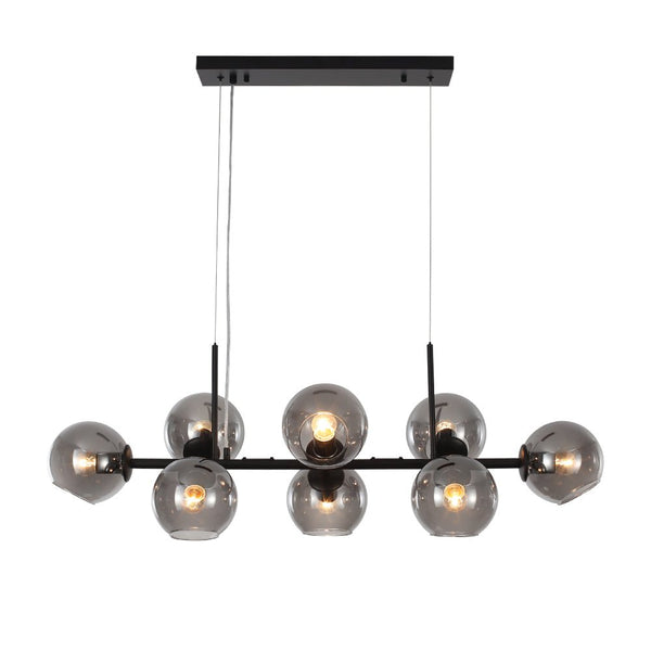 Chandelierias - Open Box - Mid - Century Modern Glass Globe Linear Chandelier - Chandelier - Black -