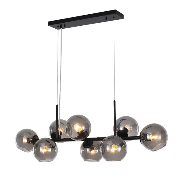 Chandelierias - Open Box - Mid - Century Modern Glass Globe Linear Chandelier - Chandelier - Black -