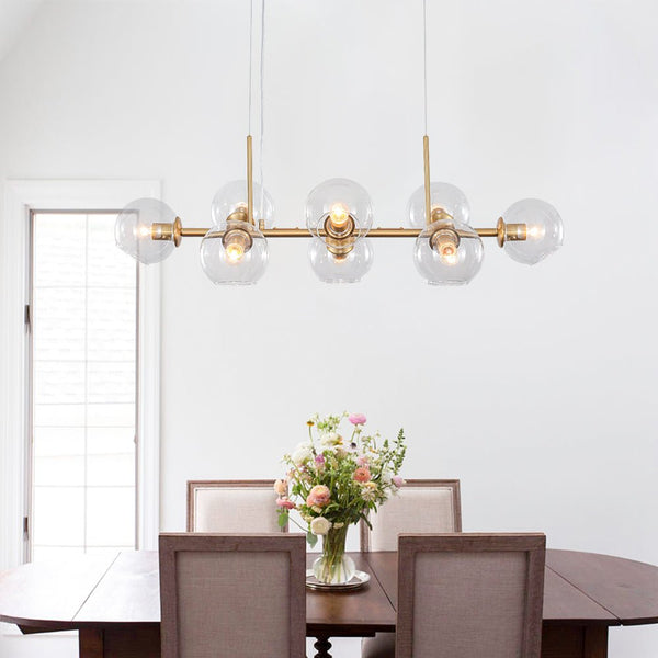 Chandelierias - Open Box - Mid - Century Modern Glass Globe Linear Chandelier - Chandelier - Black -