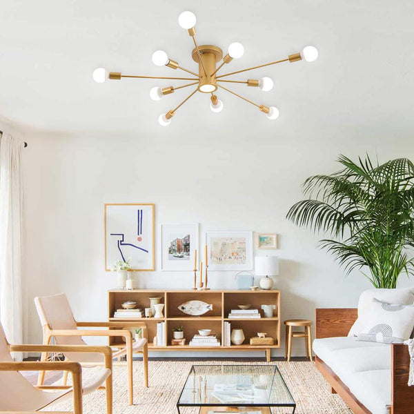 Chandelierias - Open Box - Mid Century Semi Flush Mount Sputnik Light - Semi Flush - Black -