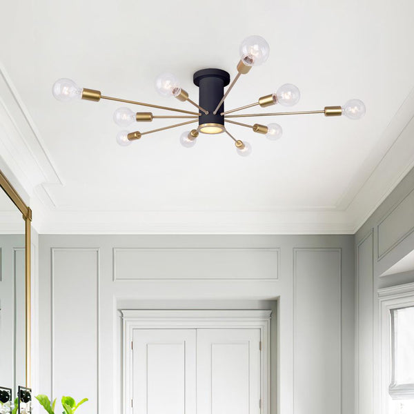 Chandelierias - Open Box - Mid Century Semi Flush Mount Sputnik Light - Semi Flush - Black -