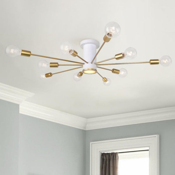 Chandelierias - Open Box - Mid Century Semi Flush Mount Sputnik Light - Semi Flush - White -