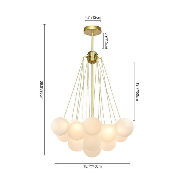 Chandelierias - OPen Box - Modern 3 - Light Cluster Glass Globe Frosted Bubble Chandelier - Chandelier - 37 Bubbles - Black