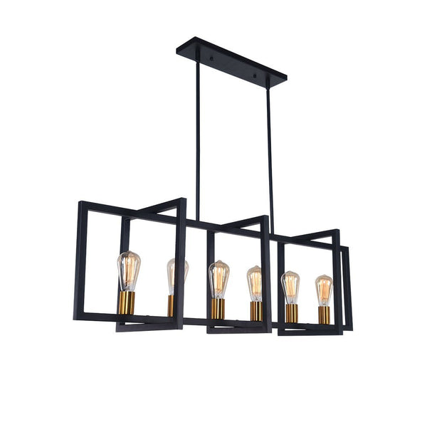 Chandelierias - Open Box - Modern 6 - Light Kitchen Island Rectangle Chandelier - Pendant -