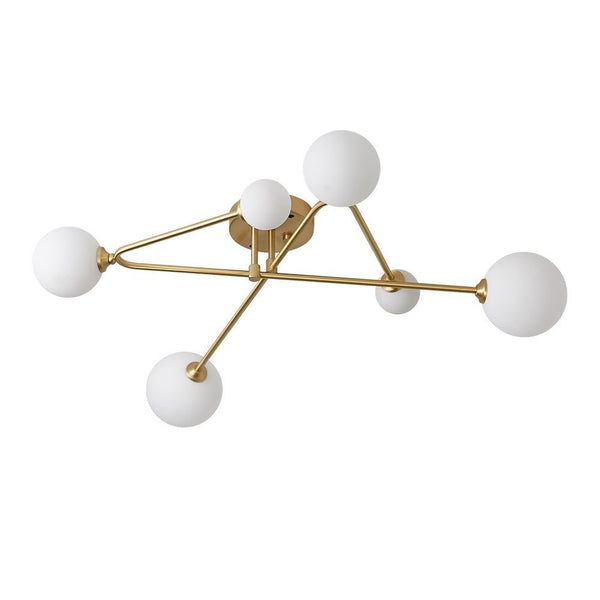 Chandelierias - Open Box - Modern 6 - Light Linear Opal Glass Globe Semi Flush Mount - Semi Flush -