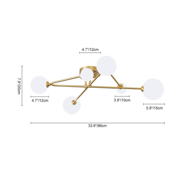 Chandelierias - Open Box - Modern 6 - Light Linear Opal Glass Globe Semi Flush Mount - Semi Flush -