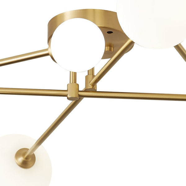 Chandelierias - Open Box - Modern 6 - Light Linear Opal Glass Globe Semi Flush Mount - Semi Flush -