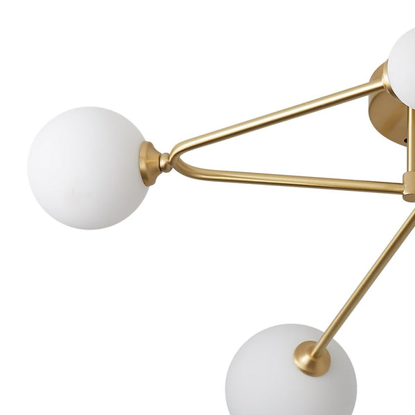 Chandelierias - Open Box - Modern 6 - Light Linear Opal Glass Globe Semi Flush Mount - Semi Flush -