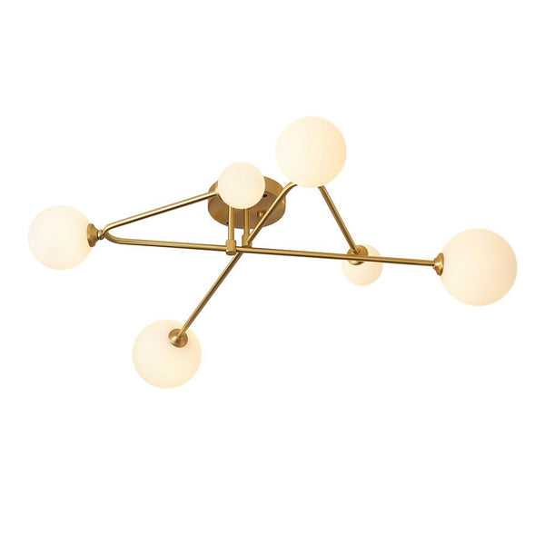 Chandelierias - Open Box - Modern 6 - Light Linear Opal Glass Globe Semi Flush Mount - Semi Flush -