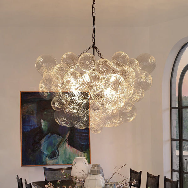 Chandelierias-Open Box - Modern Decorative Swirled Glass Cluster Bubble Chandelier-Chandelier-8 Bulbs-Black