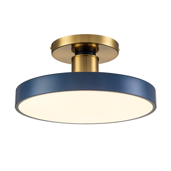 Chandelierias - Open Box - Modern Minimalist LED Drum Semi Flush Mount - Semi Flush - Navy Blue -