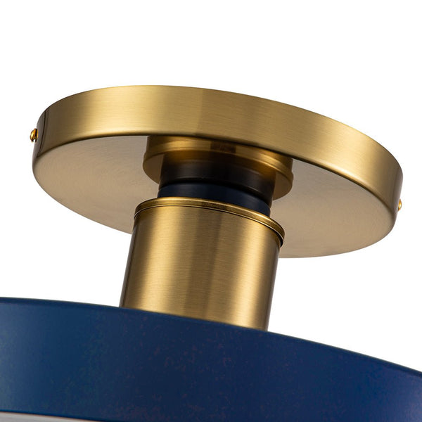 Chandelierias - Open Box - Modern Minimalist LED Drum Semi Flush Mount - Semi Flush - Navy Blue -