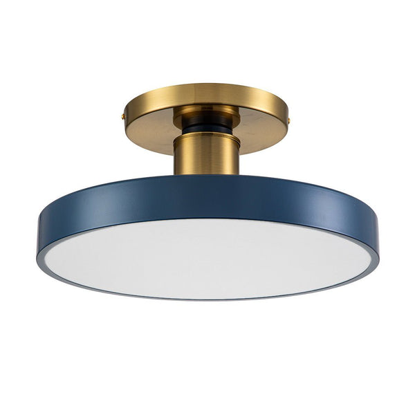 Chandelierias - Open Box - Modern Minimalist LED Drum Semi Flush Mount - Semi Flush - Navy Blue -