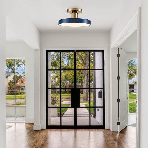 Chandelierias - Open Box - Modern Minimalist LED Drum Semi Flush Mount - Semi Flush - Navy Blue -