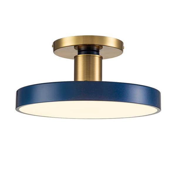 Chandelierias - Open Box - Modern Minimalist LED Drum Semi Flush Mount - Semi Flush - Navy Blue -