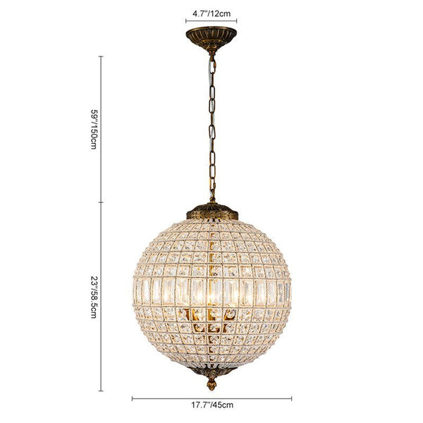 Chandelierias - Open Box - Unique 3 - Light Luxury Crystal Accents Globe Pendant - Chandelier - 3 - Light -