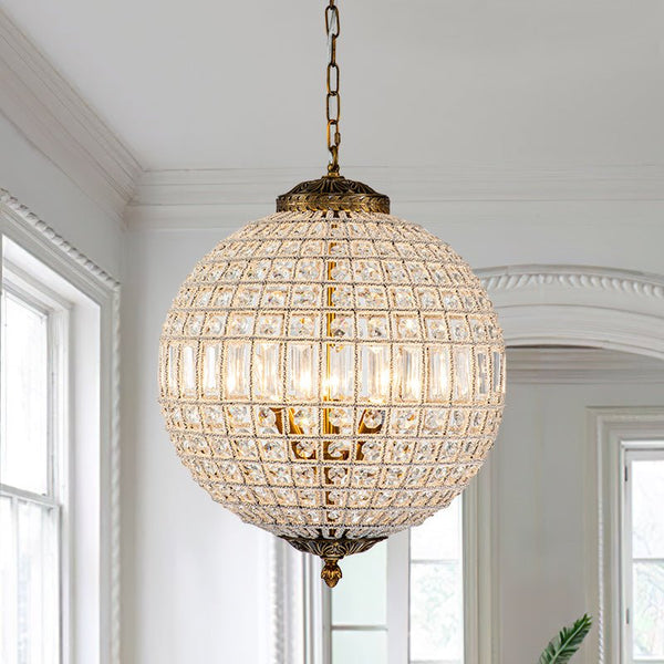 Chandelierias - Open Box - Unique 3 - Light Luxury Crystal Accents Globe Pendant - Chandelier - 3 - Light -