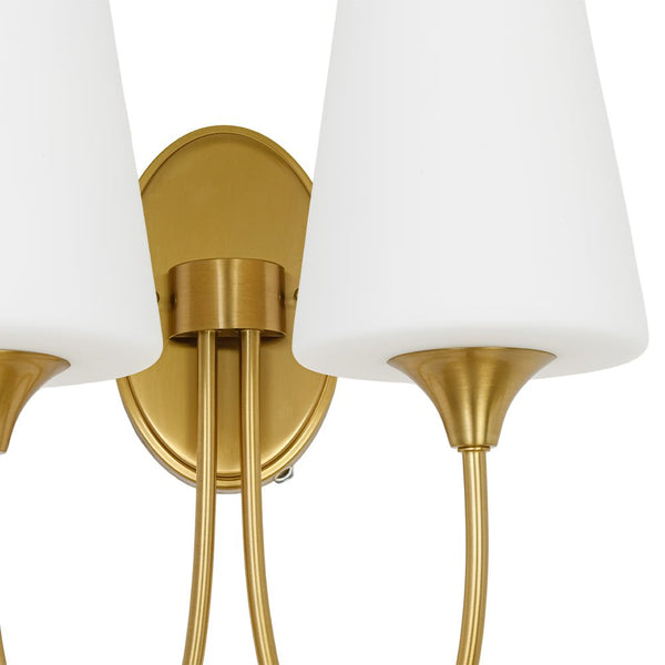 Chandelierias - Ornate French 2 - Light Conical Matte Glass Wall Sconce - Wall Light - Brass - 2 - Pack