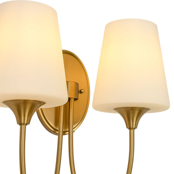 Chandelierias - Ornate French 2 - Light Conical Matte Glass Wall Sconce - Wall Light - Brass - 2 - Pack