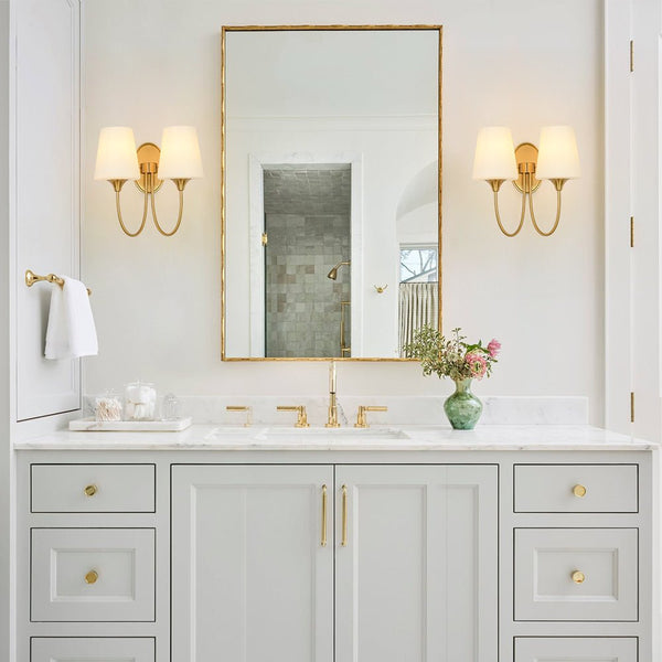 Chandelierias - Ornate French 2 - Light Conical Matte Glass Wall Sconce - Wall Light - Brass - 2 - Pack