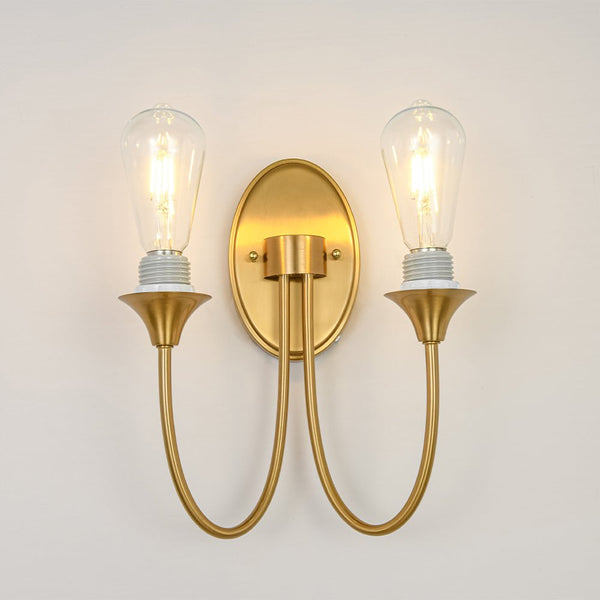 Chandelierias - Ornate French 2 - Light Conical Matte Glass Wall Sconce - Wall Light - Brass - 2 - Pack