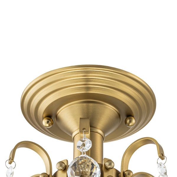Chandelierias-Ornate French 3-Light Sparkle Crystal Semi-flush Mount-Semi Flush-Brass-