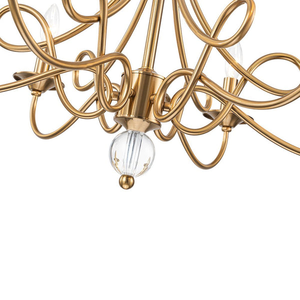 Chandelierias - Ornate French 6 - Light Candle - Style Metal Chandelier - Chandelier - Brass -