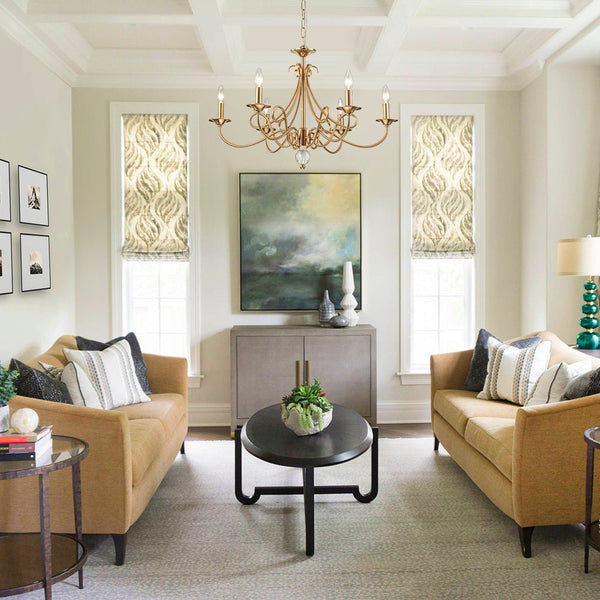 Chandelierias - Ornate French 6 - Light Candle - Style Metal Chandelier - Chandelier - Brass -