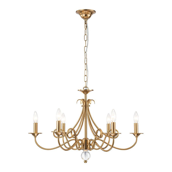 Chandelierias - Ornate French 6 - Light Candle - Style Metal Chandelier - Chandelier - Brass -