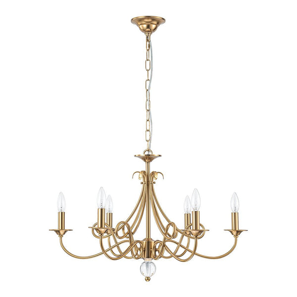 Chandelierias - Ornate French 6 - Light Candle - Style Metal Chandelier - Chandelier - Brass -