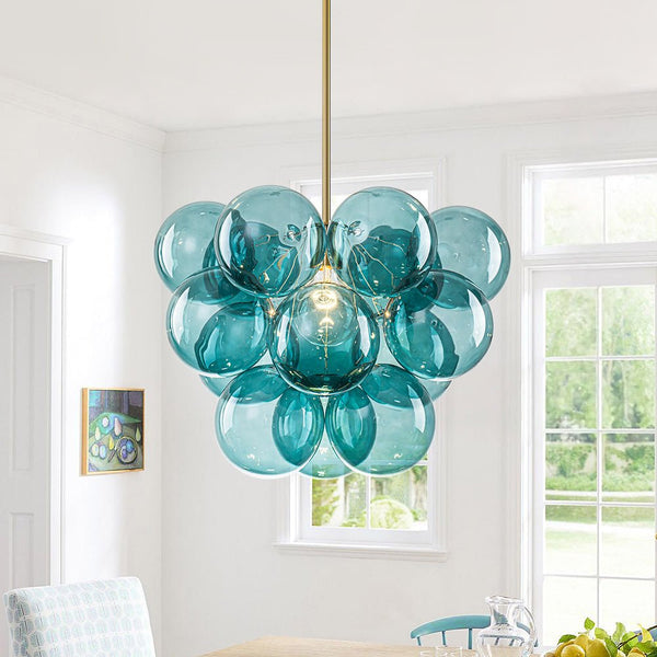 Chandelierias - Ornate Glam 1 - Light Cluster Glass Bubble Chandelier - Chandeliers - Pure Blue -
