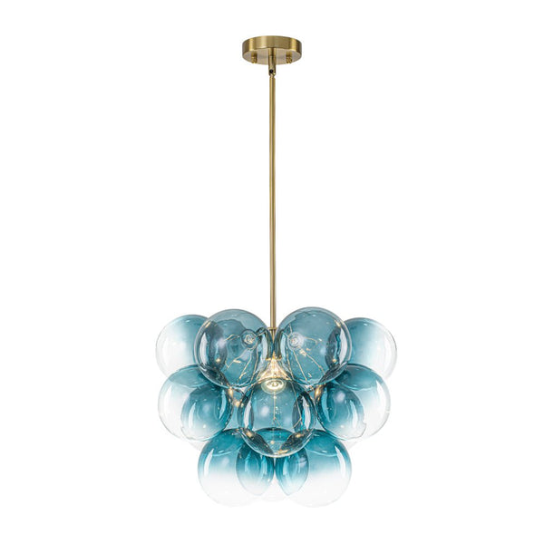Chandelierias - Ornate Glam 1 - Light Cluster Gradient Glass Bubble Chandelier - Chandeliers - Blue Tone -