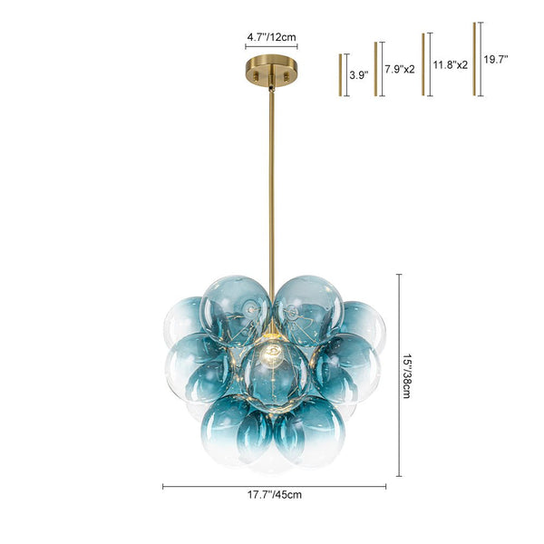 Chandelierias - Ornate Glam 1 - Light Cluster Gradient Glass Bubble Chandelier - Chandeliers - Blue Tone -