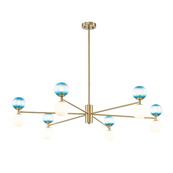 Chandelierias - Ornate Glam 12 - Light Blue Mixed Frosted Glass Sphere Chandelier - Chandeliers - Brass -