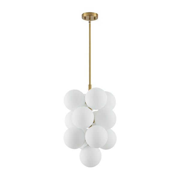 Chandelierias - Ornate Glam 13 - Light Frosted Glass White Grape Chandelier - Chandeliers - Brass -