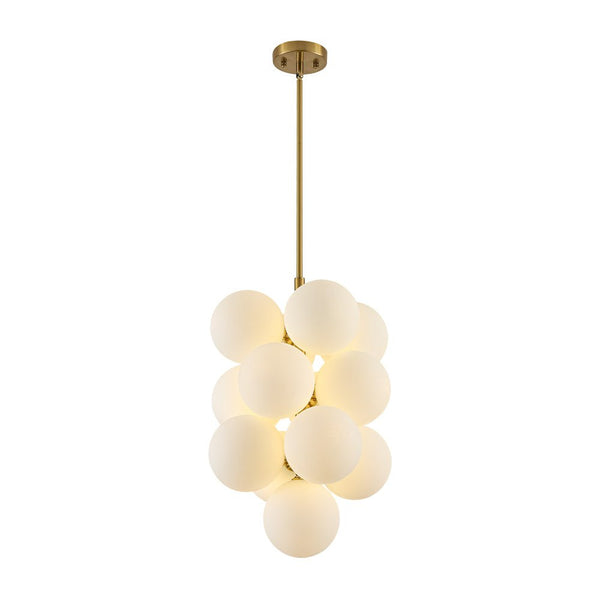 Chandelierias - Ornate Glam 13 - Light Frosted Glass White Grape Chandelier - Chandeliers - Brass -
