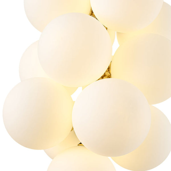 Chandelierias - Ornate Glam 13 - Light Frosted Glass White Grape Chandelier - Chandeliers - Brass -