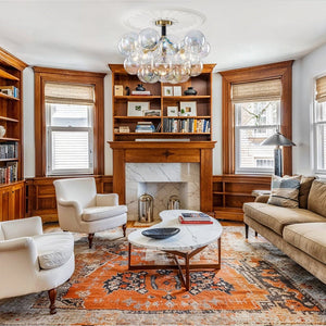 Chandelierias - Ornate Glam 6 - Light Rainbow Glass Semi - flush Mount Bubble Chandelier - Flush Mount - Black -