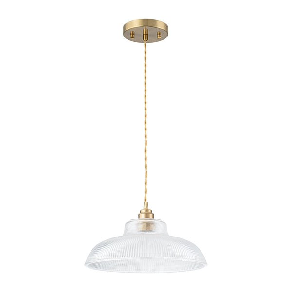 Chandelierias-Retro 1-Light Dome Ribbed Glass Saucer Pendant-Pendants-Dark Green-