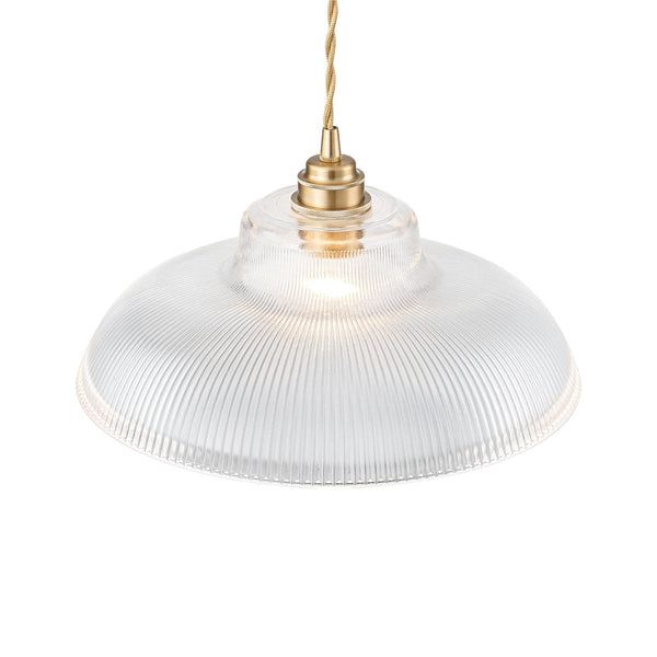 Chandelierias-Retro 1-Light Dome Ribbed Glass Saucer Pendant-Pendants-Dark Green-