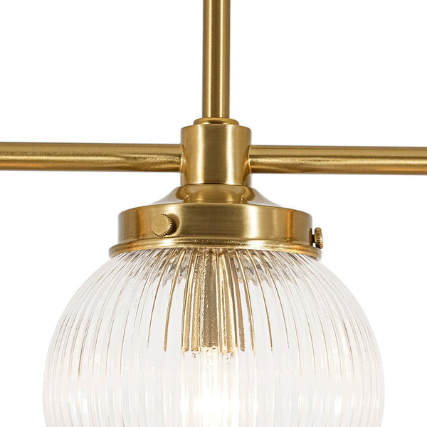 Chandelierias - Ribbed Glass Glam 5 - Light Linear Pendant Chandelier - Chandeliers - Brass -