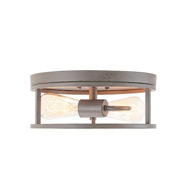 Chandelierias - Rustic 2 - Light Round Airy Drum Semi - Flush Mount - Flush Mount - Muted Gray -