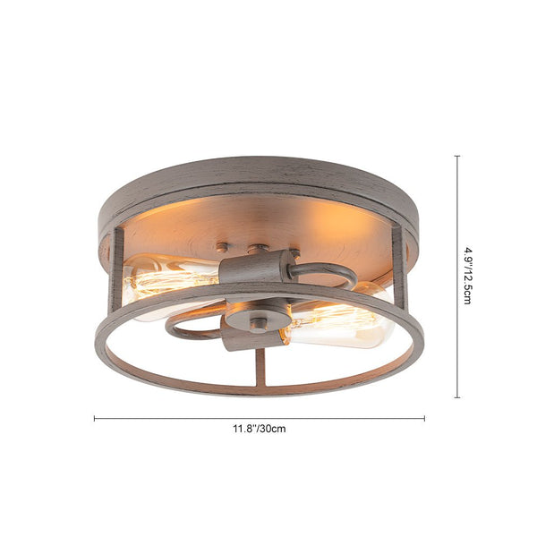 Chandelierias - Rustic 2 - Light Round Airy Drum Semi - Flush Mount - Flush Mount - Muted Gray -