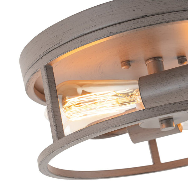 Chandelierias - Rustic 2 - Light Round Airy Drum Semi - Flush Mount - Flush Mount - Muted Gray -