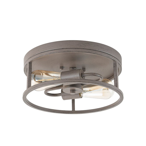 Chandelierias - Rustic 2 - Light Round Airy Drum Semi - Flush Mount - Flush Mount - Muted Gray -