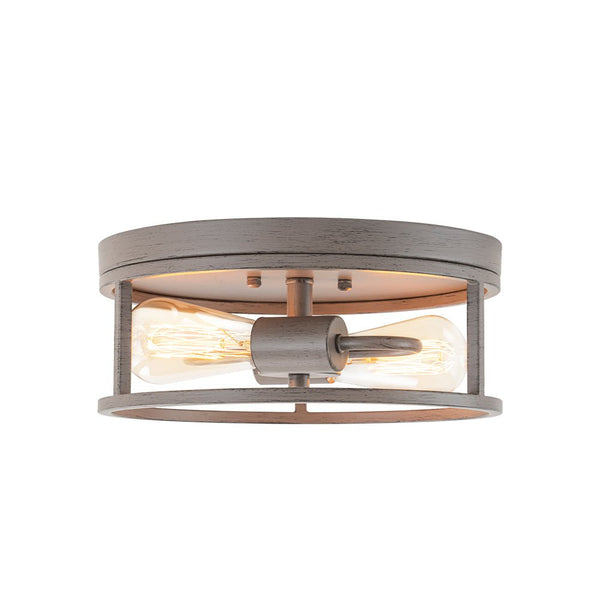 Chandelierias - Rustic 2 - Light Round Airy Drum Semi - Flush Mount - Flush Mount - Muted Gray -