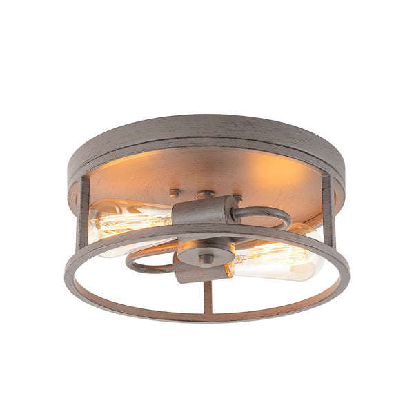 Chandelierias - Rustic 2 - Light Round Airy Drum Semi - Flush Mount - Flush Mount - Muted Gray -