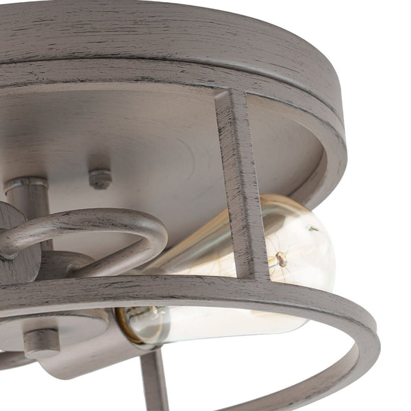 Chandelierias - Rustic 2 - Light Round Airy Drum Semi - Flush Mount - Flush Mount - Muted Gray -