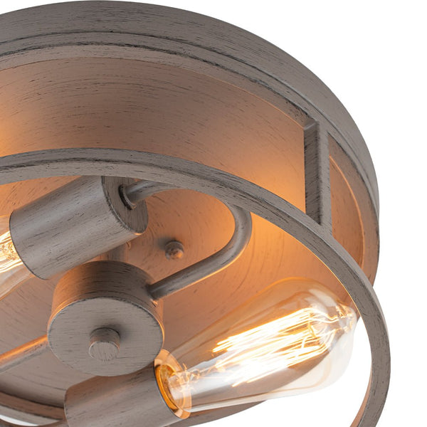 Chandelierias - Rustic 2 - Light Round Airy Drum Semi - Flush Mount - Flush Mount - Muted Gray -